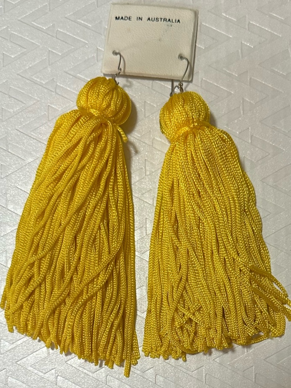 Graduation Day! Yellow Tassel Drop Earrings - Made in Australia, 3 1/2”
